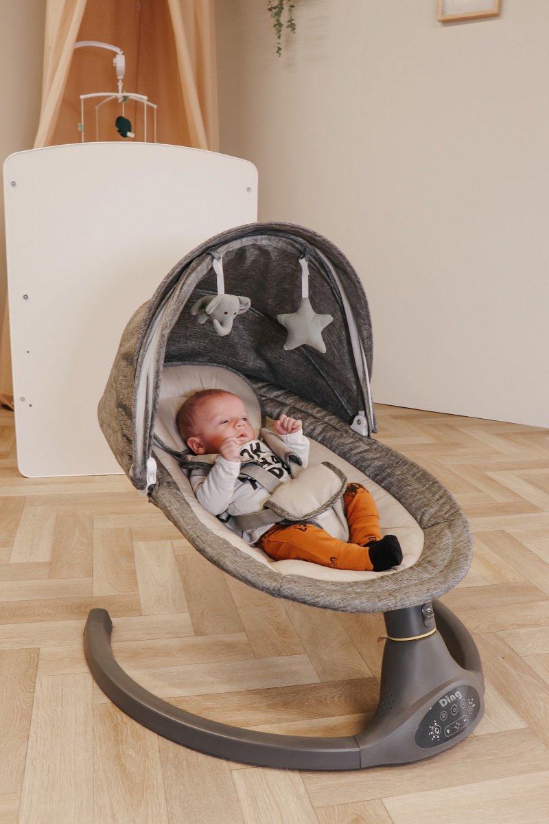 Ding Hugg Swing Babyschommel - Grijs - Draaibare babyswing - Met Muziek en Bluetooth — afbeelding 3