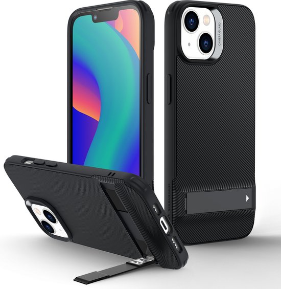 ESR Air Shield Boost - Telefoonhoesje geschikt voor Apple iPhone 14 Shockproof Hardcase Hoesje + Standaard - Zwart