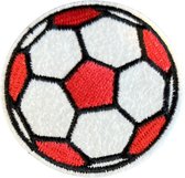 Voetbal Soccer Bal Strijk Embleem Patch 6.1 cm / 6.1 cm / Rood Wit
