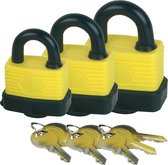 Cadenas avec 3 clés - lot de 3 - 40/50 mm - laiton - étanche - serrure valise