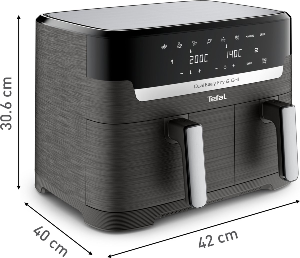 Tefal Easy Fry Dual XXL & Grill EY905B - Dubbele Airfryer - 8.3L - Dubbele Mand - Grillfunctie - XXL Capaciteit — afbeelding 7