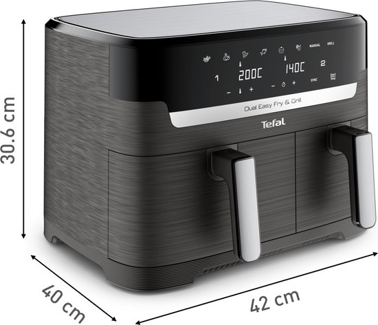 Tefal Easy Fry Dual XXL & Grill EY905B - Dubbele Airfryer - 8.3L - Grillfunctie - 8 Programma's - 70% Energiebesparing