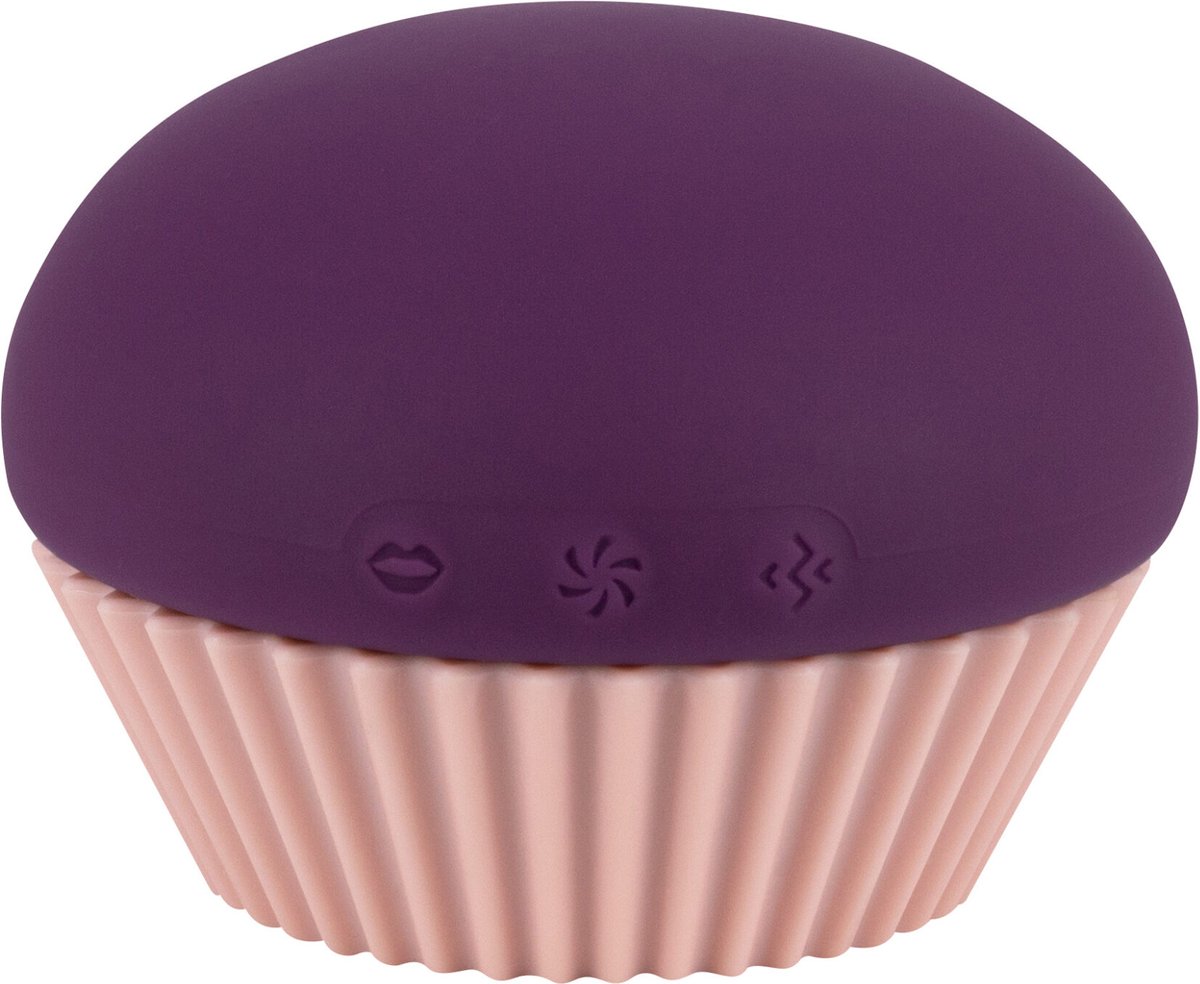 Vacuüm-golf vibrerende bosbessencupcake - Zuigvibrator - USB - Waterdicht IPX7