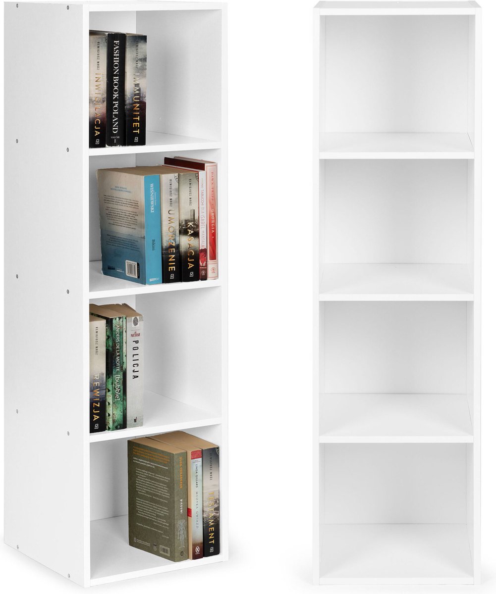 Boekenkast - 30,5x30x106,5 cm - 4 schappen - wit