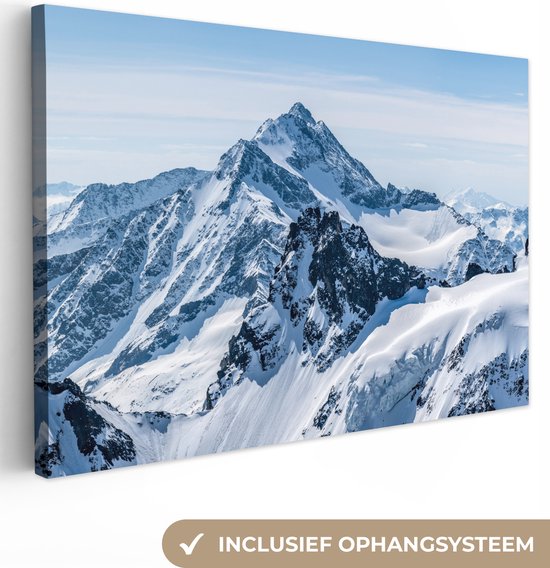 Tableau sur toile Montagnes - Neige - Hiver - Nature - Paysage - 180x120 cm - Décoration murale XXL