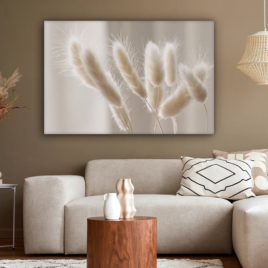 Tableau sur toile Herbe de la Pampa - Plume - Wit - 120x80 cm - Décoration murale