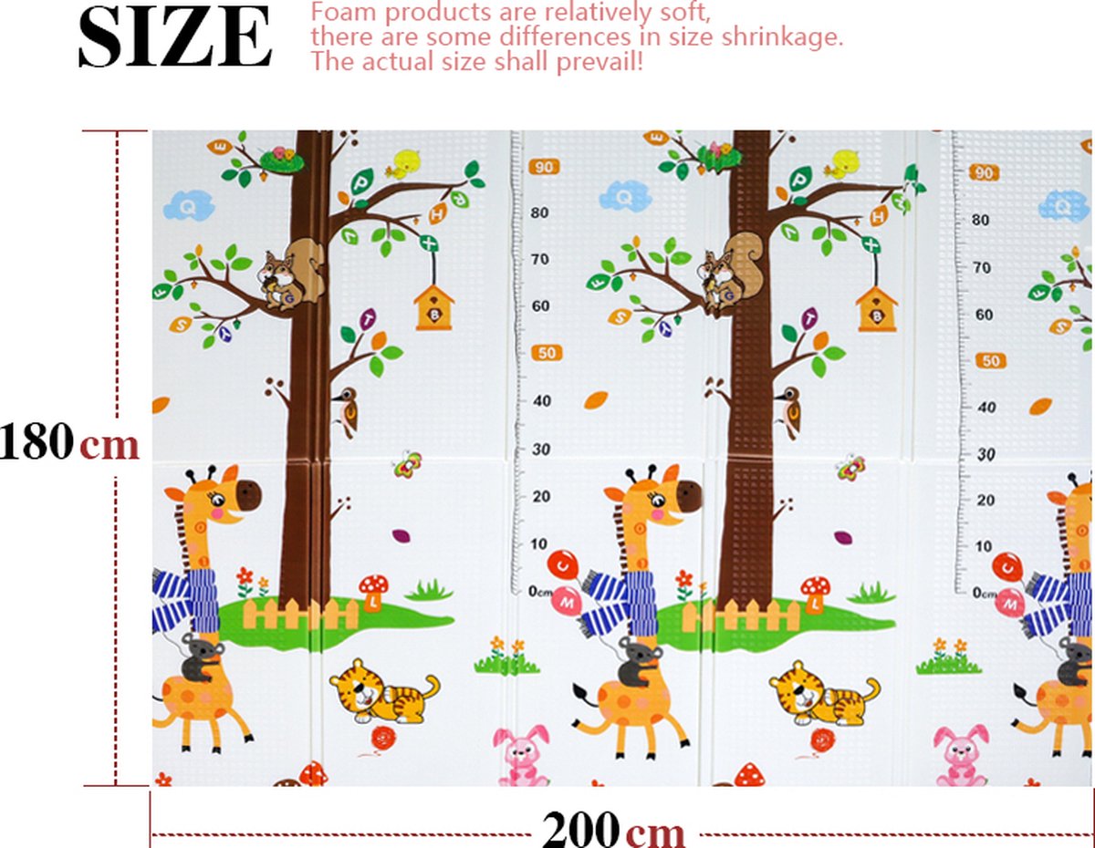 Buxibo - Dubbelzijdige Speelmat Foam - Dik XPE Foam - Kruipmat - Speelkleed - Vloermat - Baby/Peuter & Kind - Multicolor - XPE-014 - 200x180cm — afbeelding 2