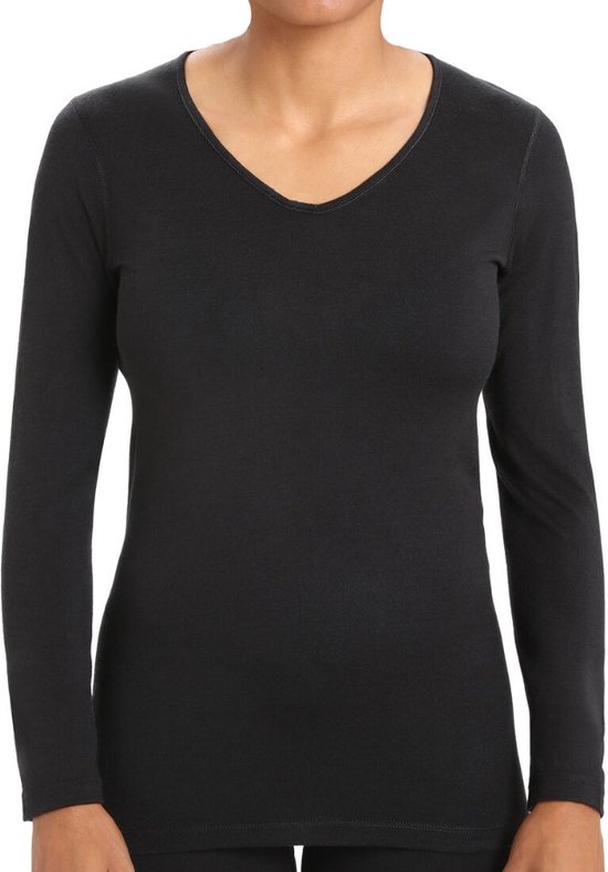 T-Shirt Thermique Femme - Marque - Modèle - Col en V Noir