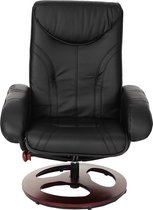 Relaxfauteuil MCW-C46, TV-fauteuil fauteuil met kruk, kunstleer ~ zwart