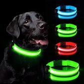 LED Hondenhalsband, USB Oplaadbare LED Oplichtende Halsband Verstelbare Waterdichte Halsband Lichtgevend met 3 Verlichtingsmodi voor Kleine Middelgrote Grote Honden -S, Groen [Energieklasse A]