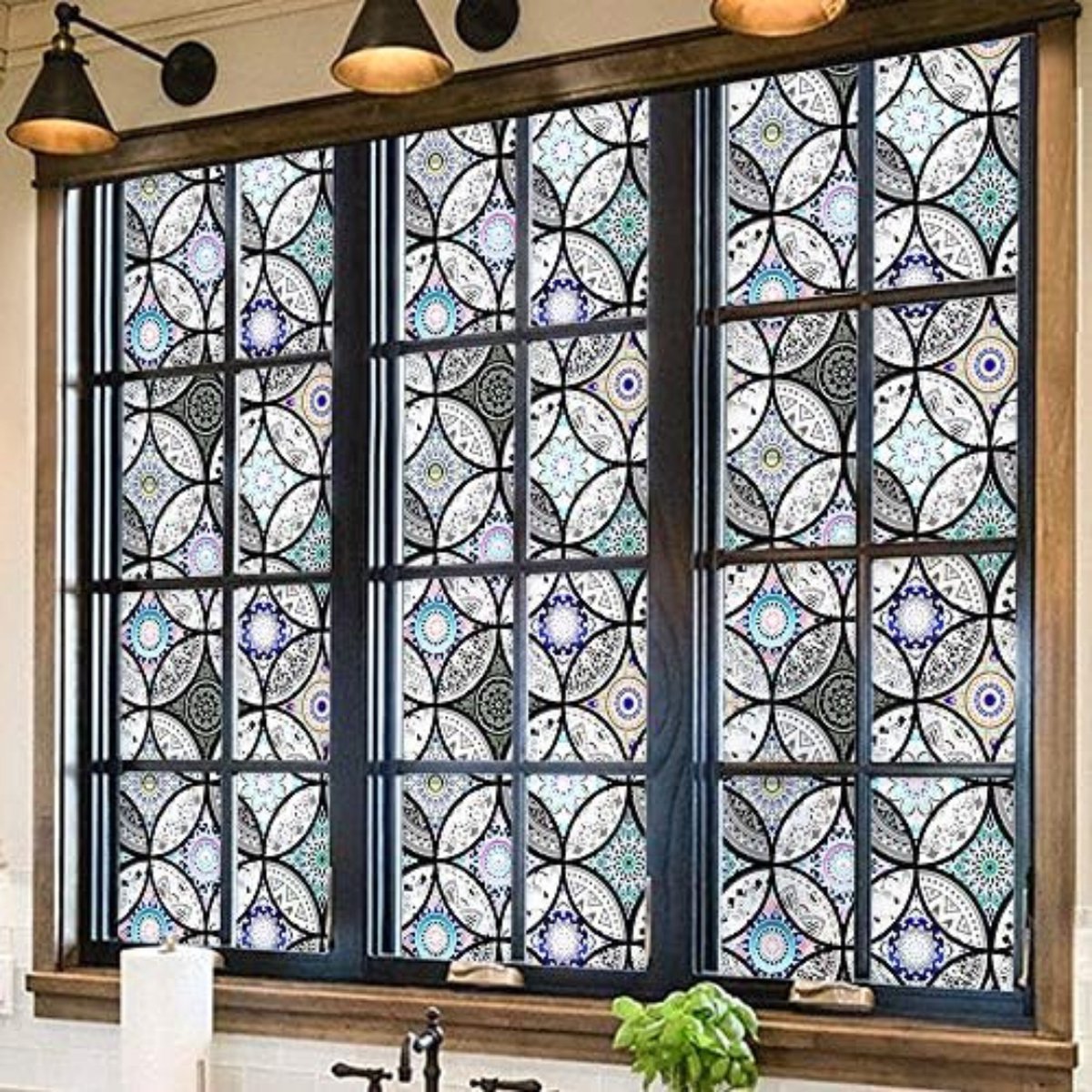 Gratyfied- Raamfolie Glas In Lood- Window Film Stained Glass- Raamfolie Anti Inkijk- Anti-Glare Window Film- Raamfolie Statisch- Window Film Static