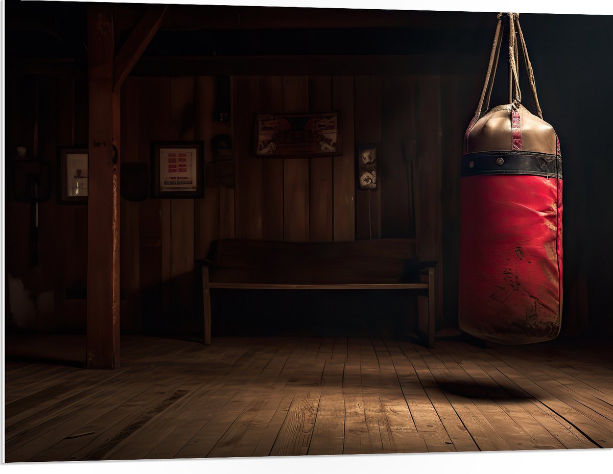 PVC Schuimplaat - Kamer - Bokszak - Palen - Sporten - Hout - 100x75 cm Foto op PVC Schuimp
