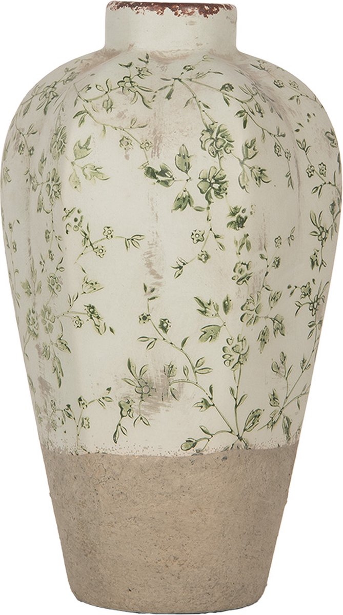 Vaas Ø 17x29 cm Groen Keramiek Bloemen