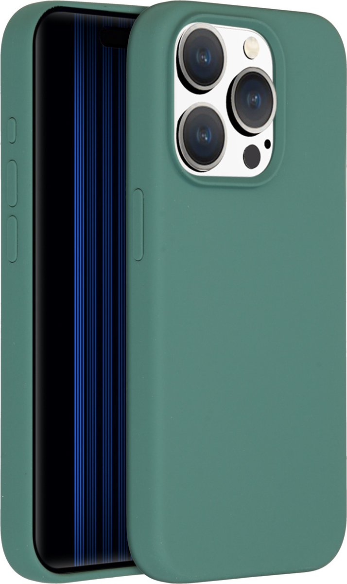 Accezz Hoesje Geschikt voor iPhone 15 Pro Hoesje Siliconen - Accezz Liquid Silicone Backcover - Donkergroen