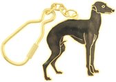 Behave® Sleutelhanger hond hazewind zwart emaille 12,5 cm