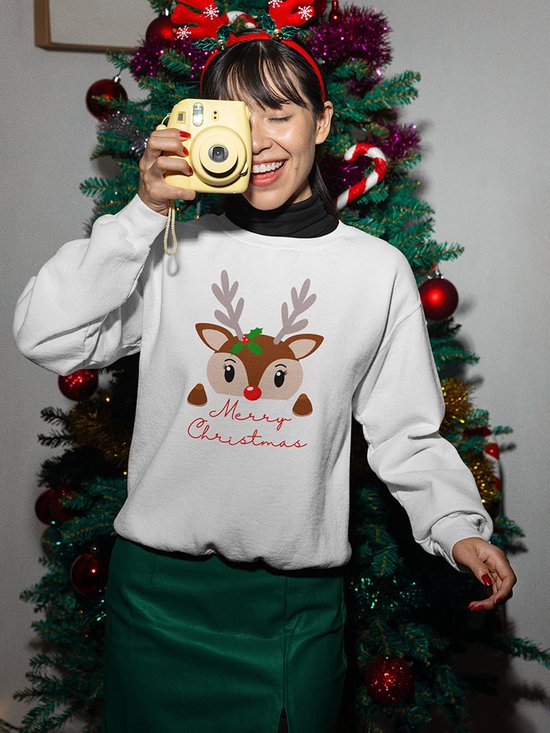 Kerst Sweatshirt Dames Kersttrui met Geborduurde Details - Donkerblauw Kerst Sweatshirt Dames Kersttrui met Geborduurde Details - Donkerblauw