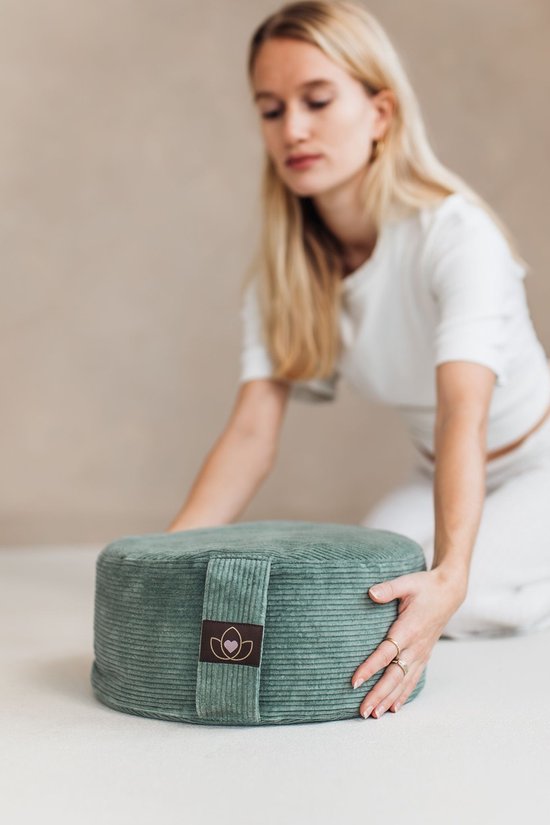 Meditatiekussen eco rib asgroen rond - Lotus - Yoga kussen van Lotus — afbeelding 2