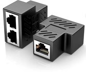 Qost - RJ45 Splitter - 1 naar 2 Netwerk Adapter - Cat5 / Cat 6 - LAN splitter - Ethernet netwerkaansluitingen - Zwart - Compatibel met PC / Laptop / PS5 / Xbox / TV