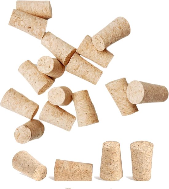 20 stuks flessenkurken, kurkstop, wijnkurken om te knutselen, wijnkurken, knutselkurken, conische, conische kurkstop voor wijnflessen en bierflessen