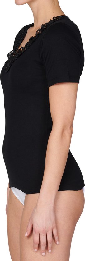 Toker Ladies Shirt dentelle, manches courtes 206/1 - 50 - Zwart