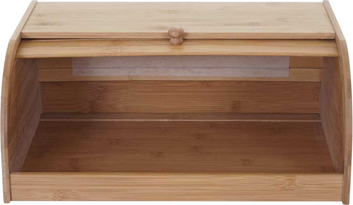 Broodtrommel MCW-B80, broodtrommel broodmand broodopslag, bamboe roldeksel ~ 17x40x28cm, zonder lade