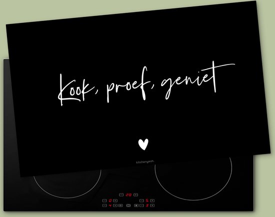 KitchenYeah® Protection plaque induction 83x51.5 cm - Noir - Citation - Cuisinez, dégustez, appréciez - Protege plaque de cuisson - Couvre plaque induction - Protecteur d'induction - Cuisine