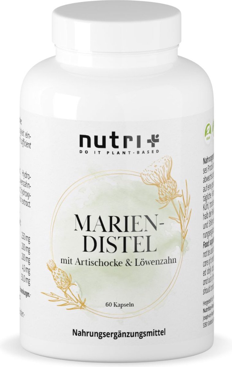 Goedkoopste nutri Mariadistel Artisjok Paardenbloem Complex - hoge dosering met silymarine cynarine - Mariadistelextract Artisjokextract Paardenbloem extract - 60 Capsules