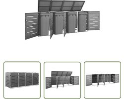 The Living Store Containerberging vierdubbel 276,5x77,5x112,5 cm roestvrij staal - Afvalbakberging - Containerberging - Vuilnisbakken - Tuingereedschap - Buitenschilderwerk