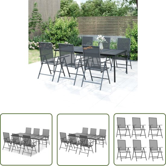 vidaXL Tuintafel 110x55x35 cm staal antracietkleurig - Tuinsets en Loungesets