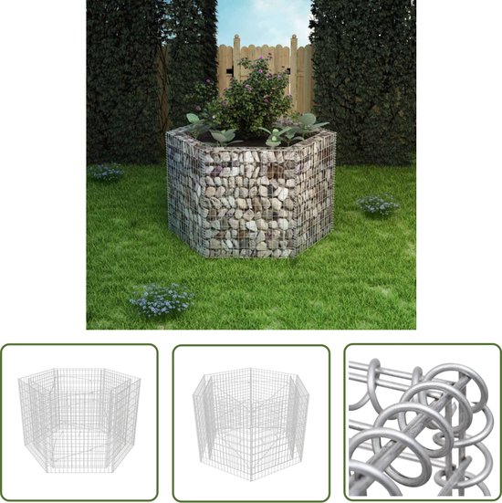 Jardinière surélevée en gabion The Living Store - XXL - 160 x 140 x 100 cm - Argent