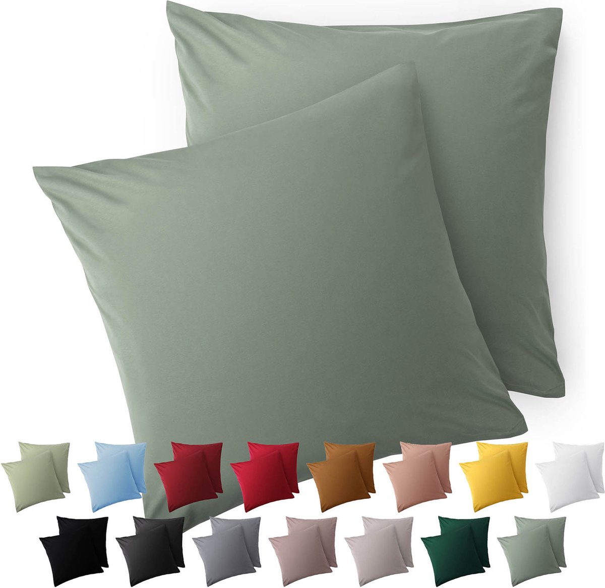 Blumtal Kussensloop Microvezel Kussenhoes 80 x 80 cm - Summer Green - Set van 2