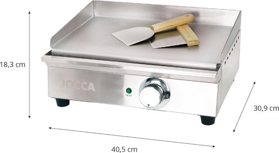 Elektrische Grillplaat voor Teppanyaki en Tafelgrill - Roestvrij Staal, Anti-aanbak, 41,1 x 29,7 cm — afbeelding 2