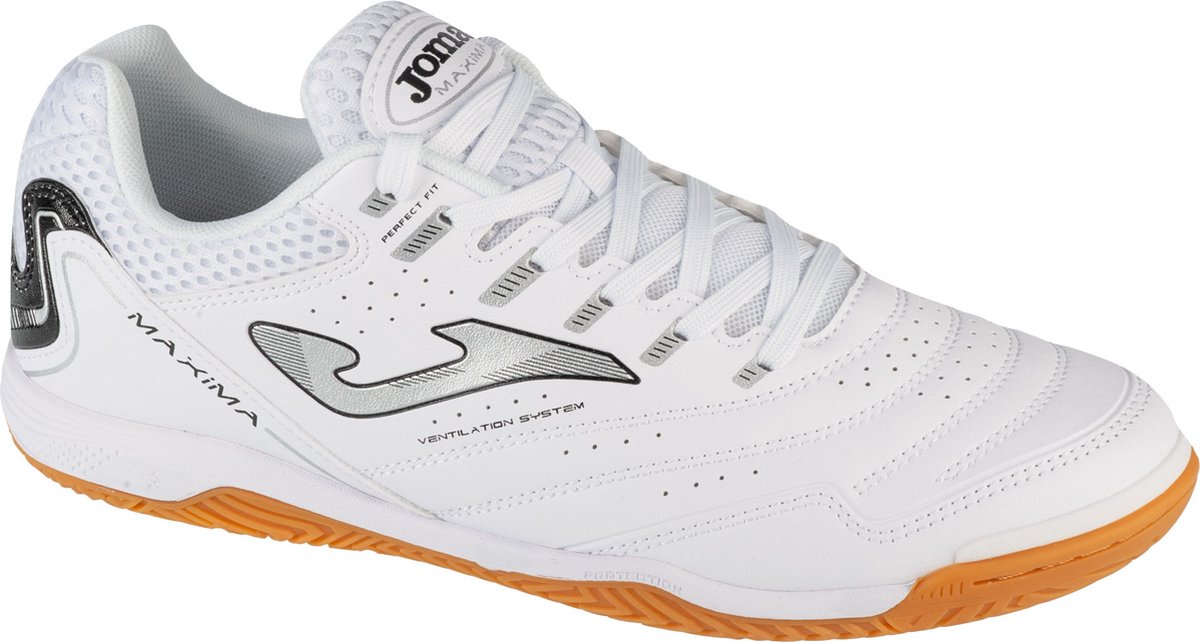 Witte Joma Maxima 2502 IN indoorschoenen voor mannen, maat 44, van synthetisch leder met ventilatiesysteem.
