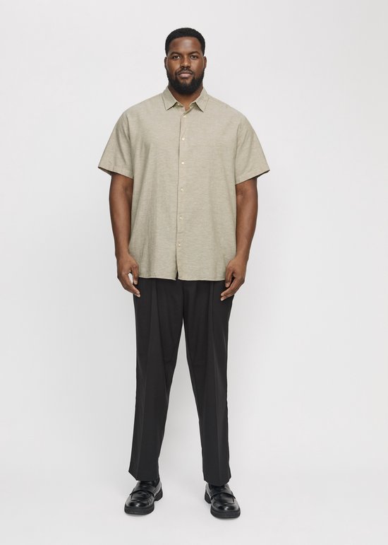 JACK&JONES PLUS JJEBREEZE LINEN BLEND SHIRT SS SN PLS Heren Overhemd - Crockery