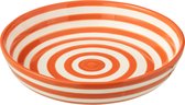 J-Line schaal Granada Stripes Low - keramiek - wit/oranje - large