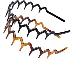 Set van 2 Zig Zag Zwarte Plastic Haaien Tanden Haar Kam Hoofdband (1 Zwarte + 1 Bruin) - Set 2 Stuks Dames Haarbanden - Diadeem - Vrouwen - Dames - Tieners - Meiden - Lichtgewicht - Hardlopen - Atletisch - Gym - Dans - Yoga - Haaraccessoires