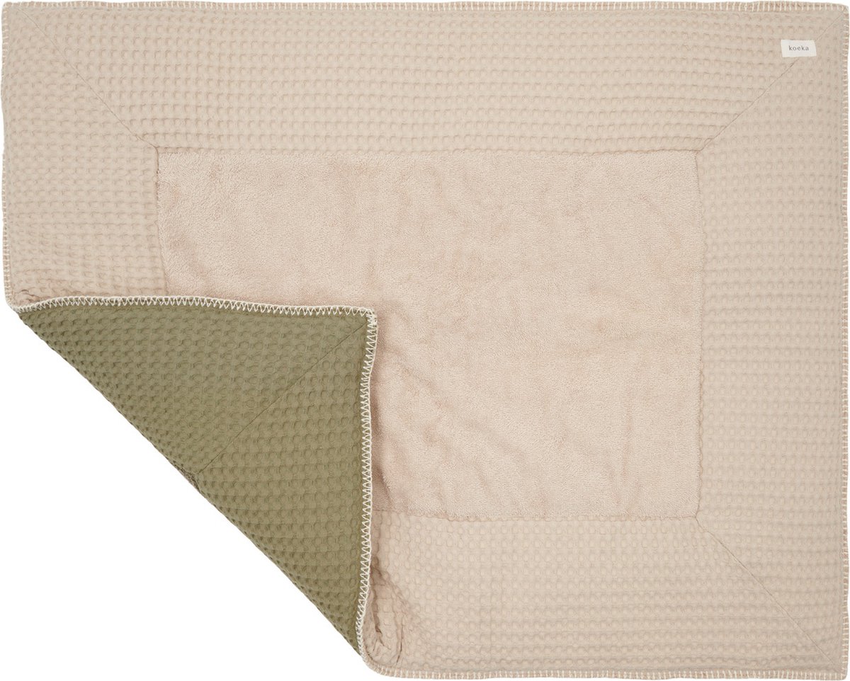 Koeka boxkleed wafel Amsterdam sand/moss 75x95