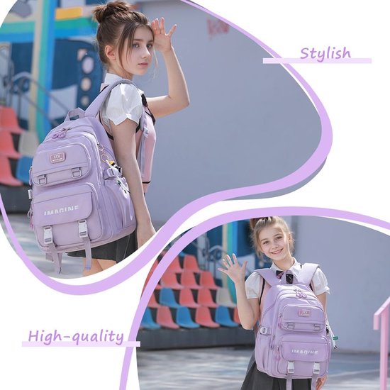 Jumpopack Schoolrugzak voor meisjes, kinderrugzak, meisjesrugzak voor basisschool, Paars, L Jumpopack Schoolrugzak voor meisjes, kinderrugzak, meisjesrugzak voor basisschool, Paars, L