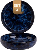 Palmer - Bama Blue - Assiette creuse - Assiette à pâtes - 2 pièces - ø 22 cm - Blauw - Grès - Service d'assiettes