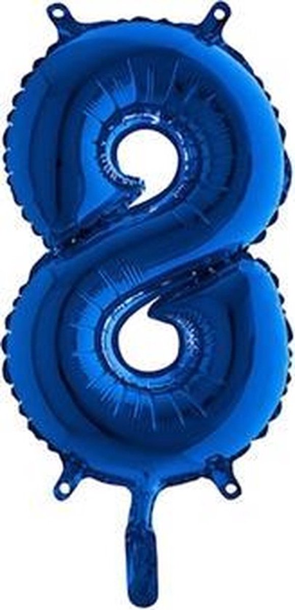 Folieballon cijfer '8' blauw (35cm)