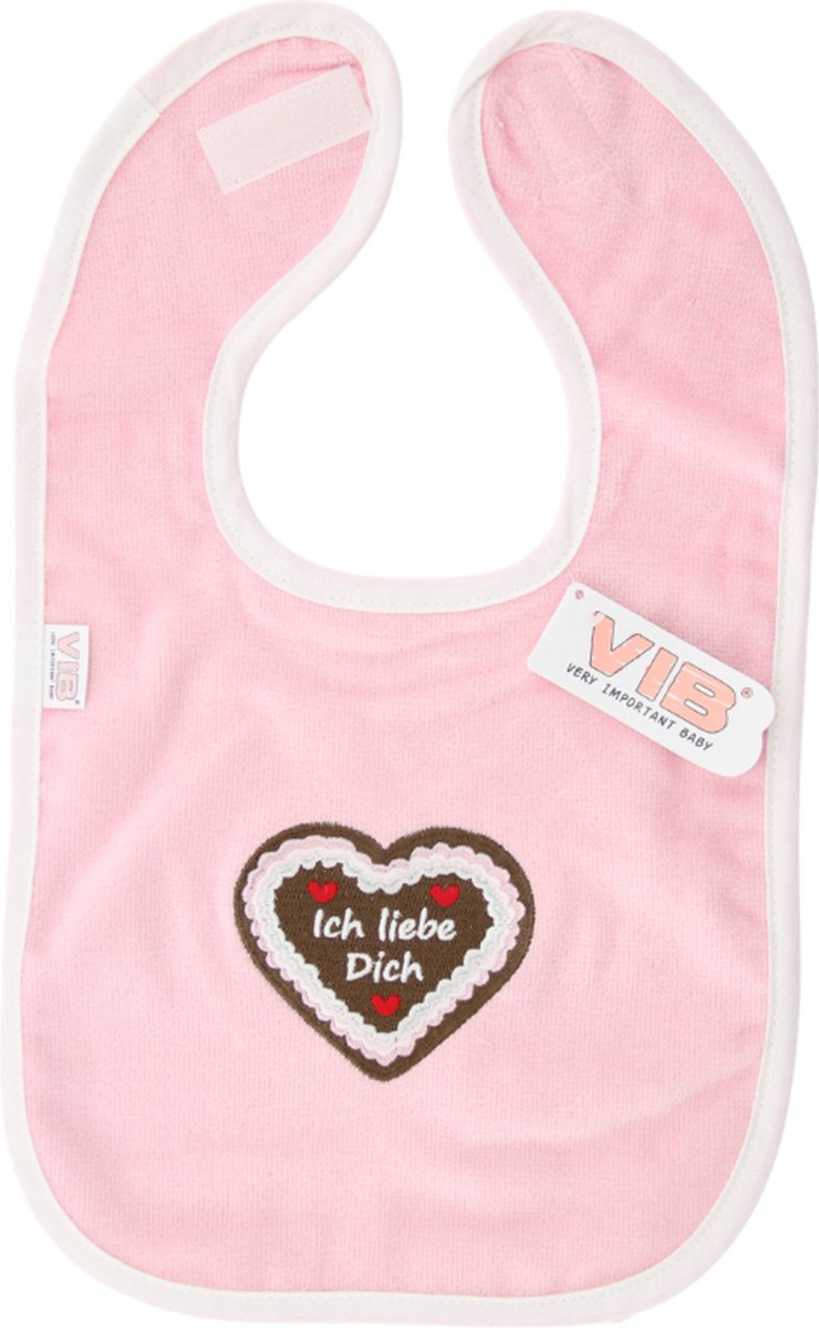 Goedkoopste VIB® - Slabbetje luxe velours - Ich liebe dich roze/ wit - 1 stuks - Babykleertjes - Slabbetjes - zwangerschap aankondiging - baby aankondiging
