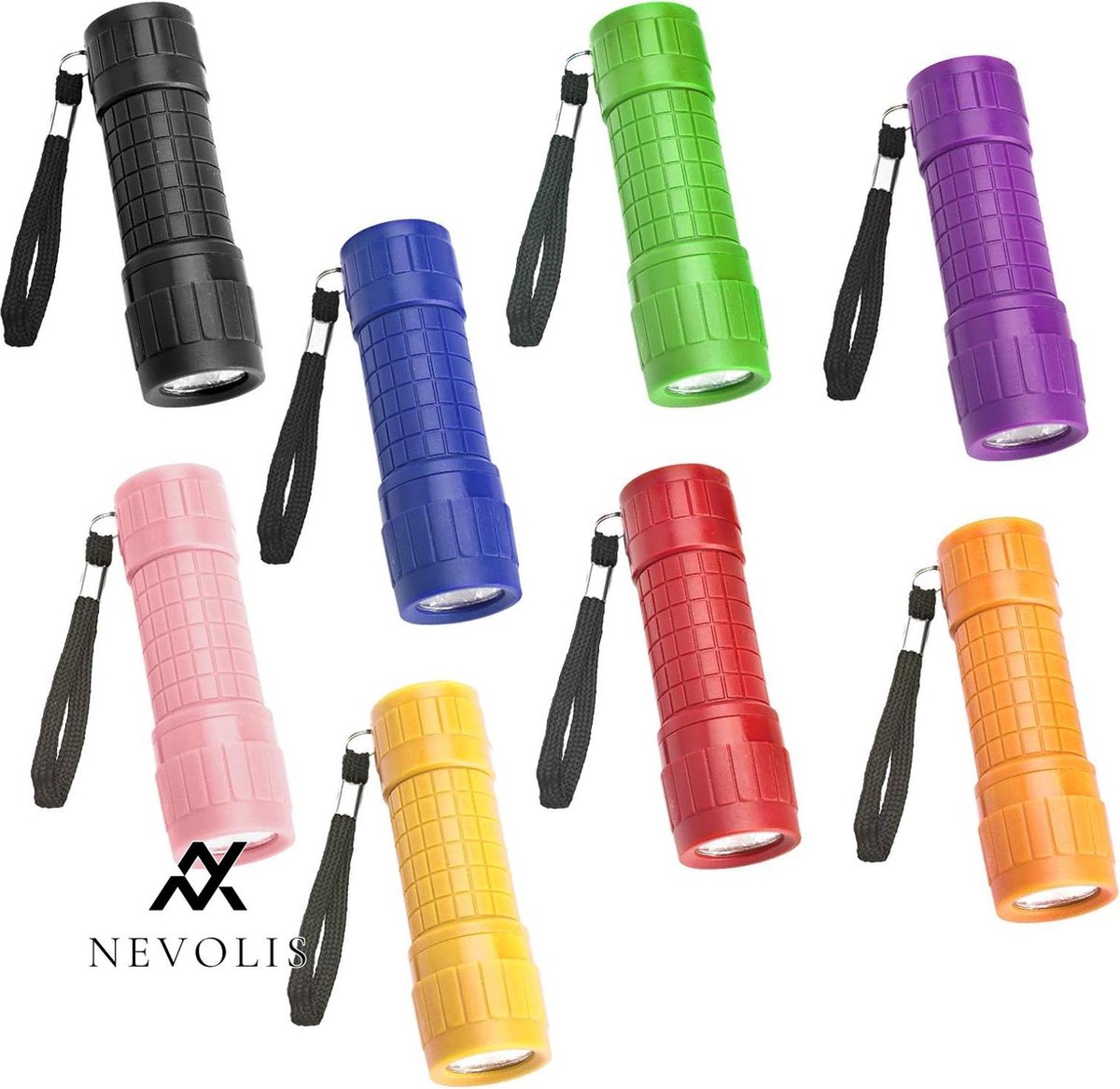 Nevolis 8pcs Mini LED Torch for Kids Small Kids Torch with Cord and 24 AAA Batteries Camping Hand Lamp for Camping Outdoor Hiking Emergency Children's Birthday Party Gifts .