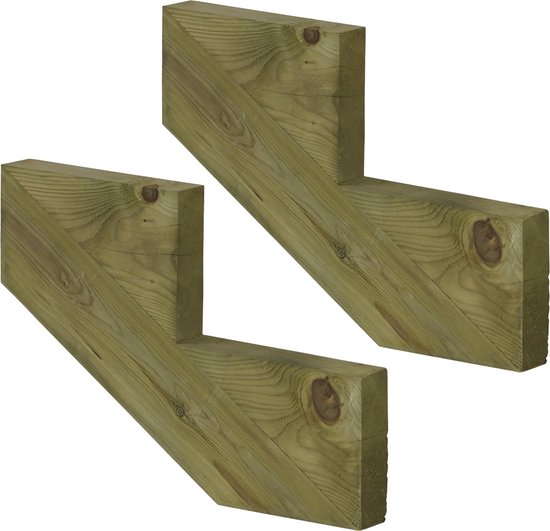 Set van 2 stuks: Trapbalk 3 treden geïmpregneerd hout voor tuintrap | bol