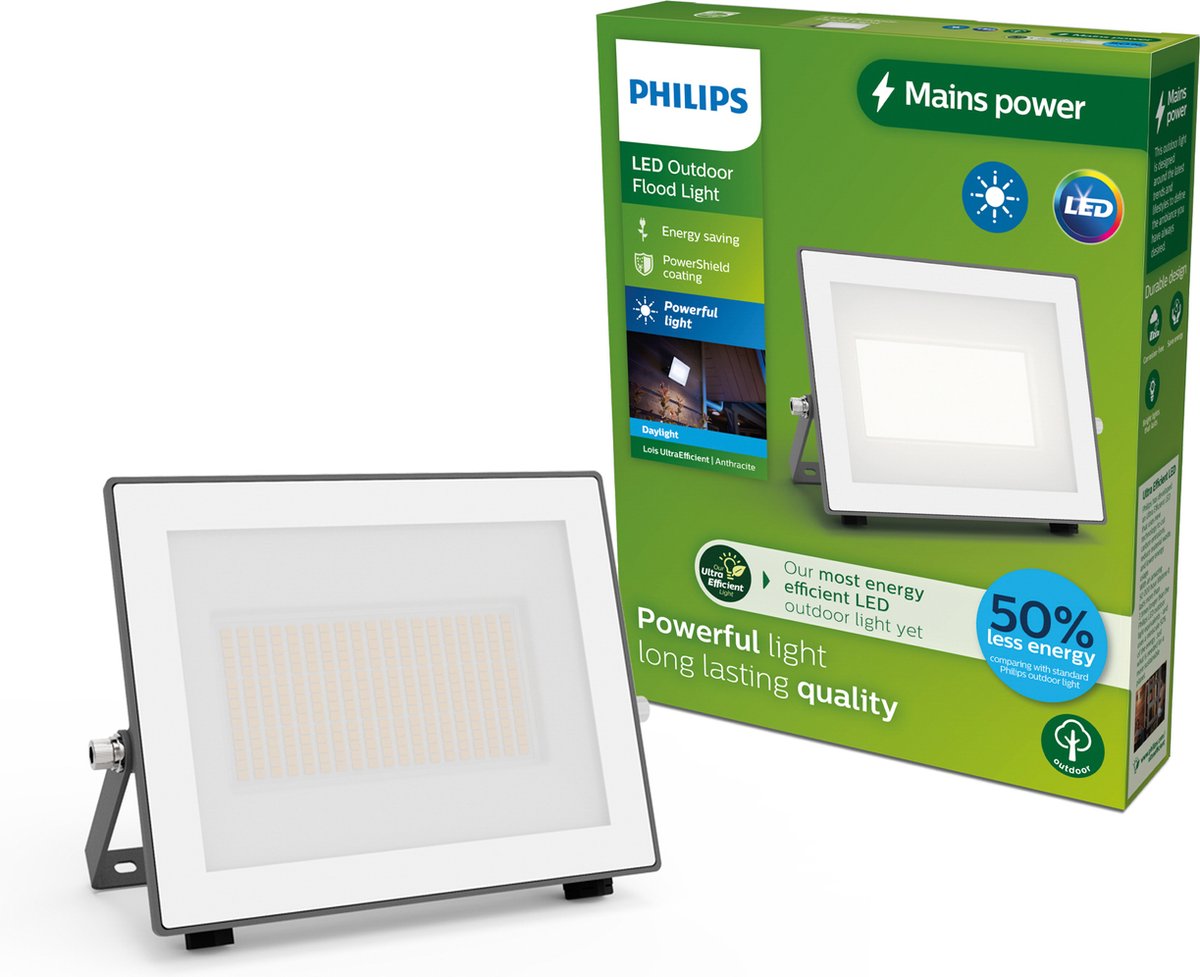 Philips Lois floodlight - UltraEfficient LED - Zwart - 24W - Koel wit licht; 5000K - Verstraler