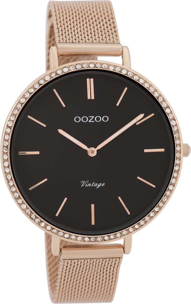 OOZOO Vintage Roségoudkleurig/Zwart horloge (40 mm) - Goudkleurig