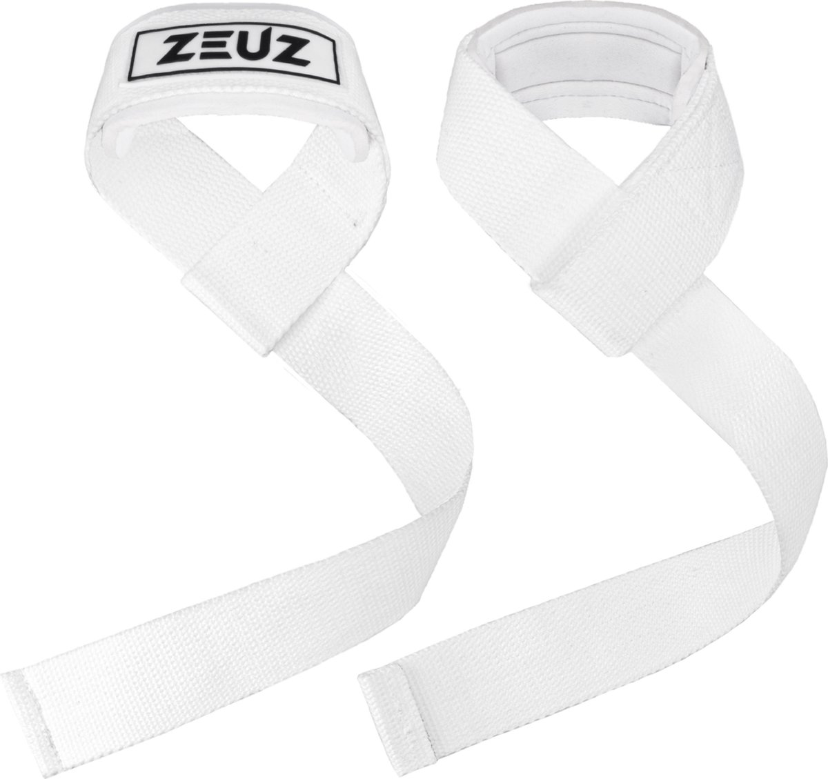 ZEUZ 2 Stuks Lifting Straps voor Fitness, CrossFit, Powerlifting, Gewichtheffen & Krachttraining – Sport Wrist Wraps – Wit & Zwart