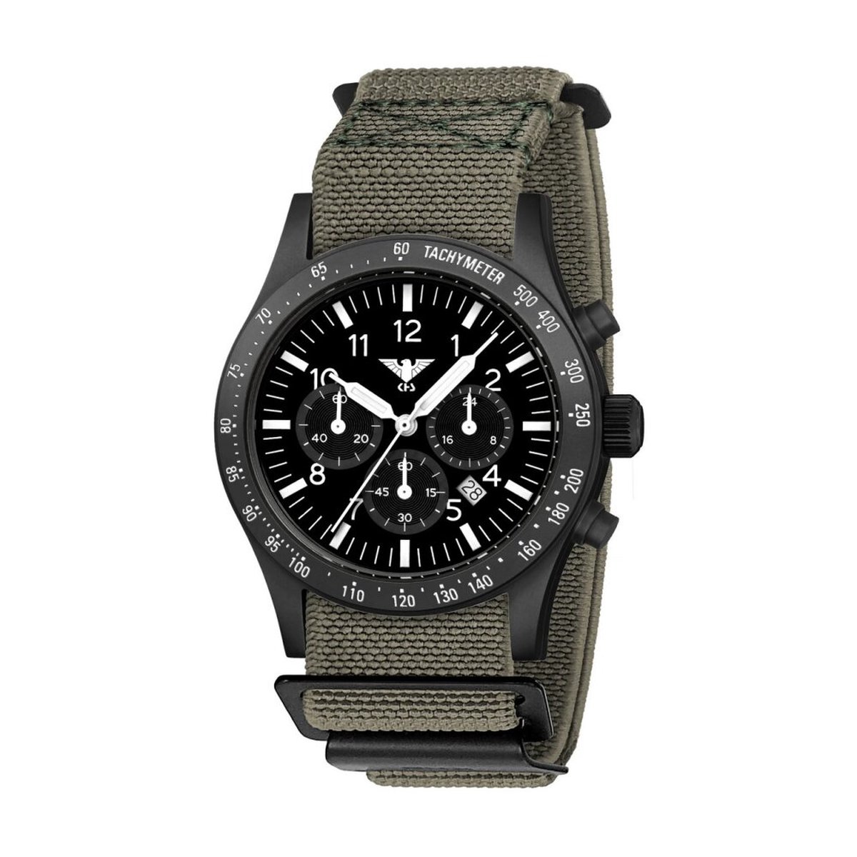 KHS - KHS.PLABSSC.DFSGO - Polshorloge - Heren - Solar - PLATOON Black Steel Solar Chronograph