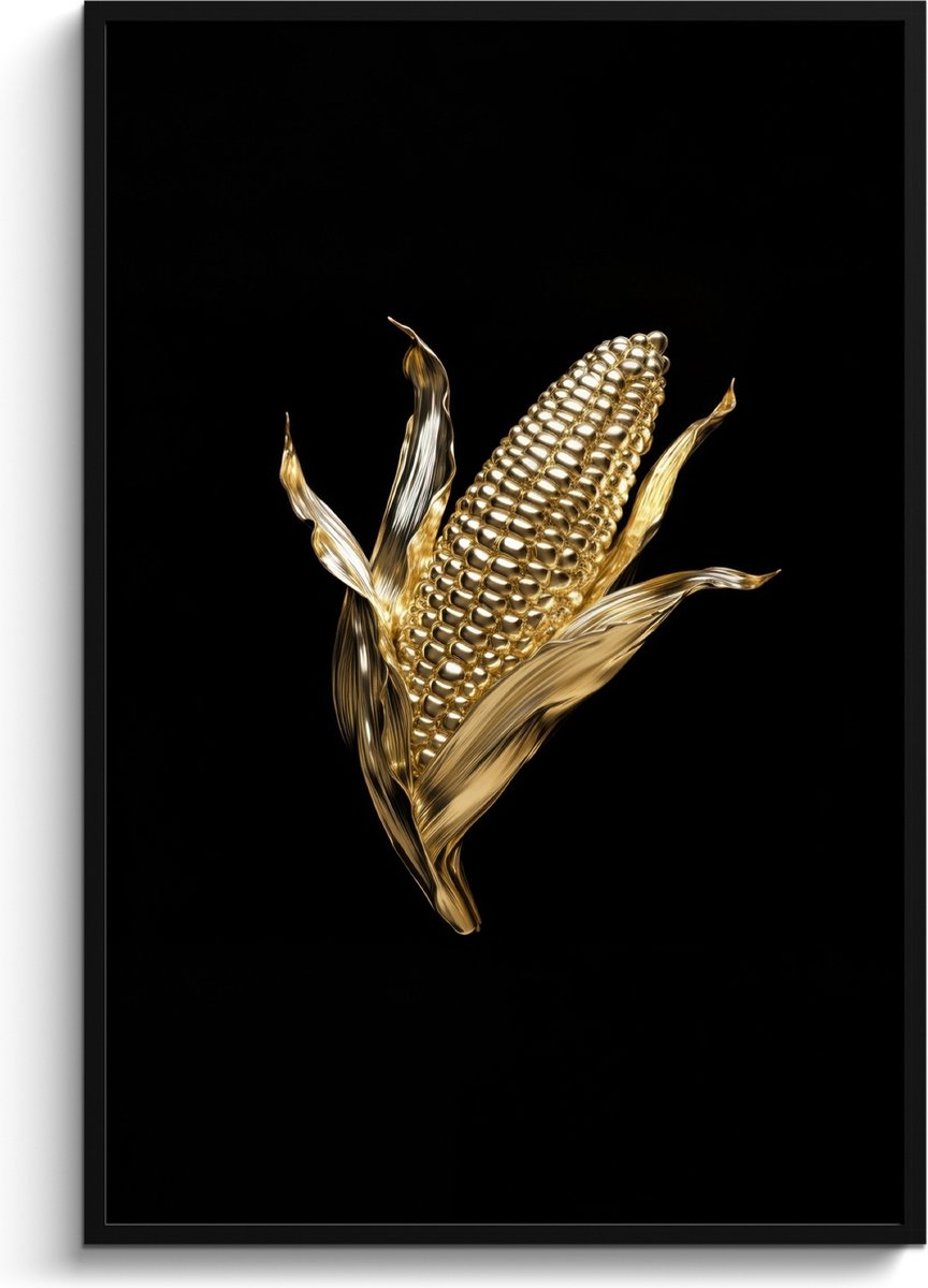 FrameYourWall Fotolijst inclusief poster - Posterlijst 80x120 cm - Posters - Mais - Eten - Goud - Zwart - Foto in lijst - Keuken decoratie muur - Wanddecoratie accessoires - Muurdecoratie - Schilderijen