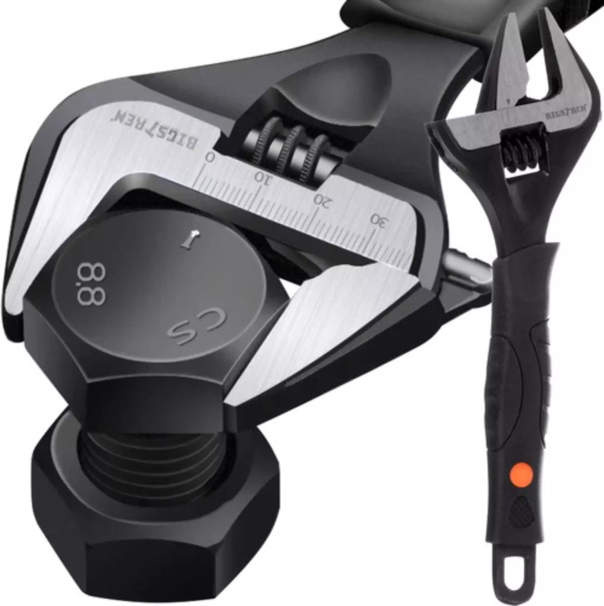 Bigstren Verstelbare Moersleutel - 0-35 mm - Carbon Staal - Ergonomische TPR Handgreep