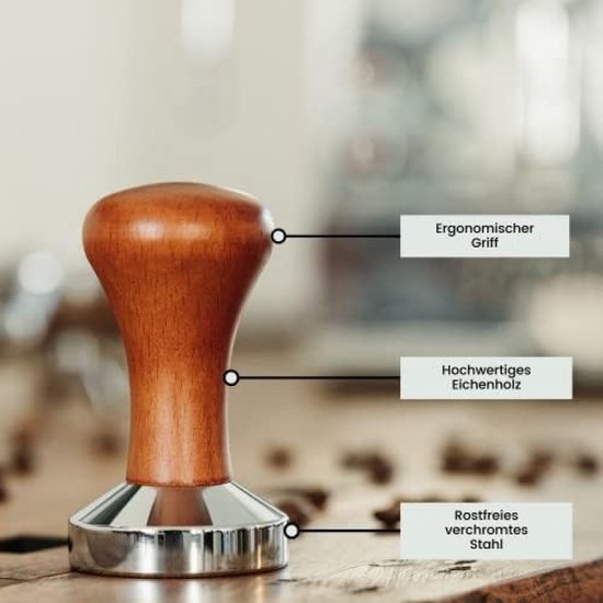 Feirdhoo 2-delig koffie tamper set 51mm, espresso tamper met koffie tampermat, koffiestamper van roestvrij staal espresso stempel voor barista-tool